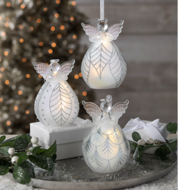 Luxury Lite LED Frosted Angel Ornaments-Assorted Styles, each sold separately