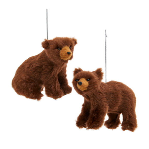 Furry Brown Bear Ornaments-Assorted, each sold separately