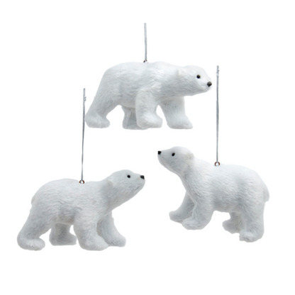 Furry Polar Bear Ornaments-Assorted, each sold separately