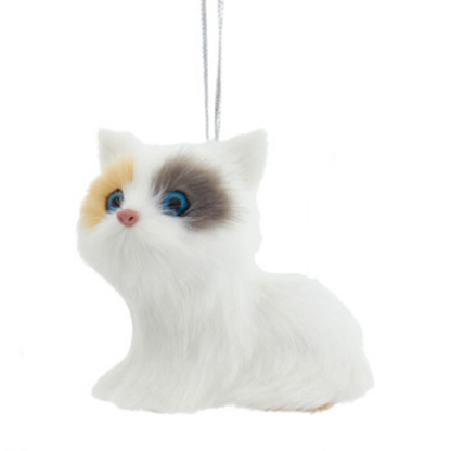 Furry Cat with White, Grey & Orange Markings-Ornament, Assorted Styles, sold separately