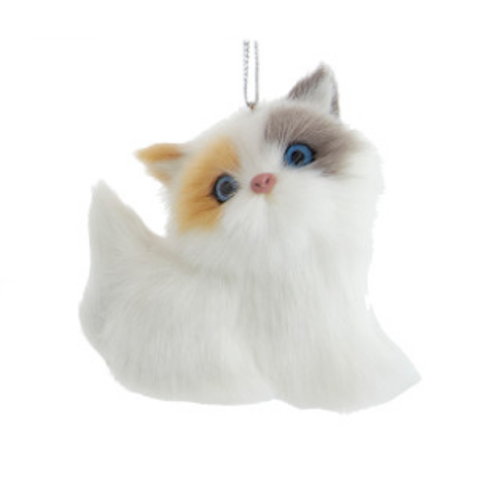 Furry Cat with White, Grey & Orange Markings-Ornament, Assorted Styles, sold separately