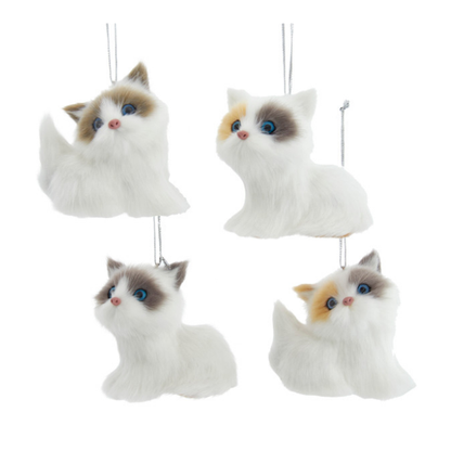 Furry Cat with White, Grey & Orange Markings-Ornament, Assorted Styles, sold separately