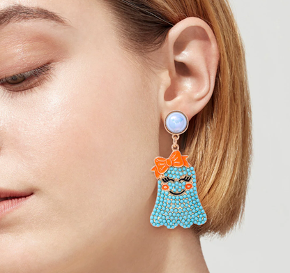 Ghost Bead Earrings-Rose Red
