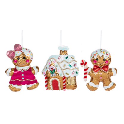 Gingerbread Family Ornament-Stuffed and Embellished, each sold separately