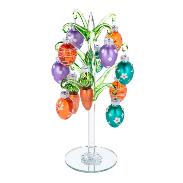 Handblown Glass Easter Egg Tree with 12 Ornaments-Assorted Styles, sold seperately