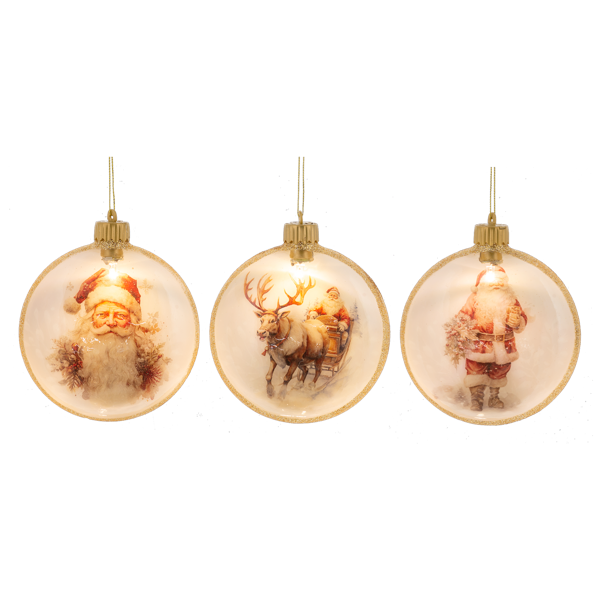 LED Light Up Santa Disk Ornaments-Assorted, each sold separately