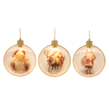 LED Light Up Santa Disk Ornaments-Assorted, each sold separately