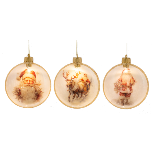 LED Light Up Santa Disk Ornaments-Assorted, each sold separately