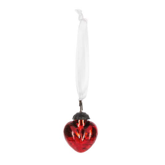 Mini Red Heart Ornament, Glass