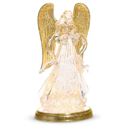 Lighted Swirling Glitter Water Angel, Gold