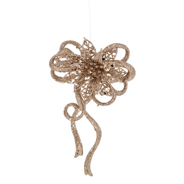 Glittered Poinsettia Bow Ornament-Assorted, each sold separately