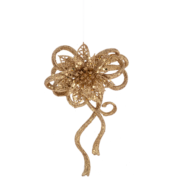 Glittered Poinsettia Bow Ornament-Assorted, each sold separately