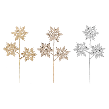 Glittered Snowflake Pick-Assorted Colors, sold separately