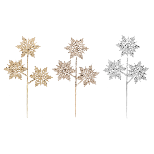 Glittered Snowflake Pick-Assorted Colors, sold separately