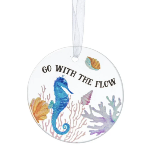 Go With The Flow, Coastal Glass Ornament