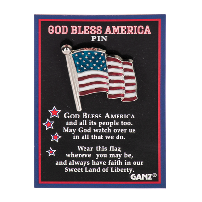 God Bless America Flag Pin-Assorted, each sold seperately