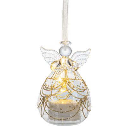 LED Gold Glitter Angel Ornament-Assorted Styles, each sold separately