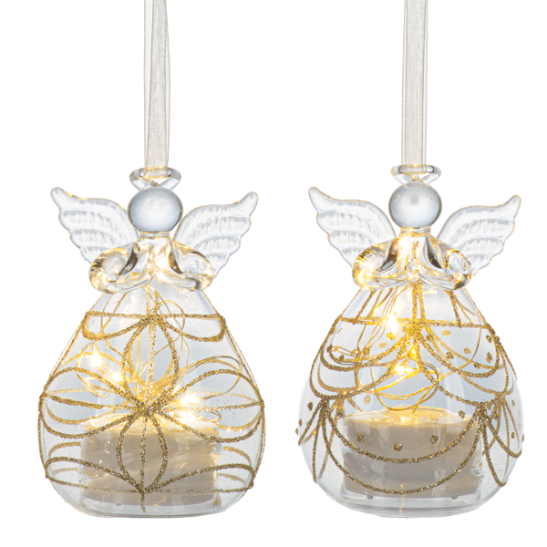 LED Gold Glitter Angel Ornament-Assorted Styles, each sold separately