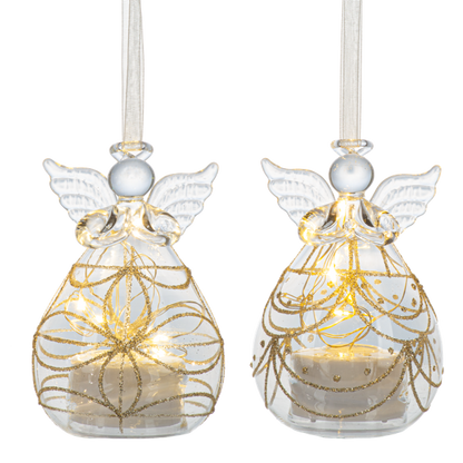 LED Gold Glitter Angel Ornament-Assorted Styles, each sold separately