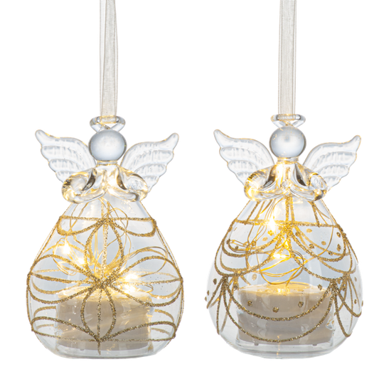 LED Gold Glitter Angel Ornament-Assorted Styles, each sold separately