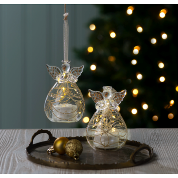LED Gold Glitter Angel Ornament-Assorted Styles, each sold separately