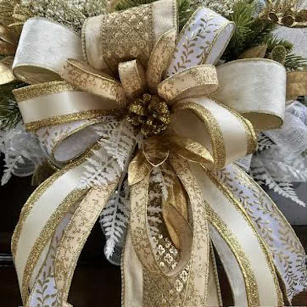 Gold and Ivory Nativity Wreath-Handmade