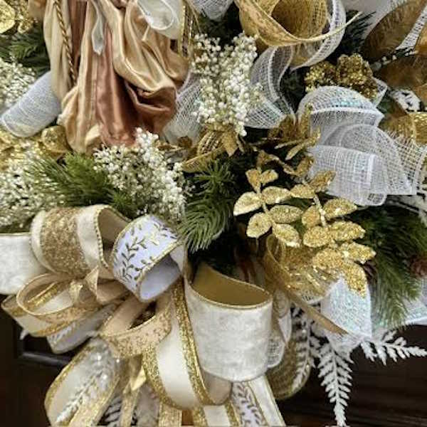 Gold and Ivory Nativity Wreath-Handmade