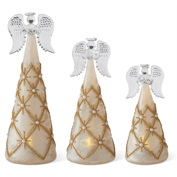 LED Angels with Gold & Pearl Trim, each sold separately