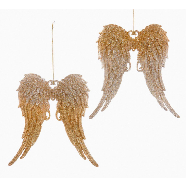 Gold and Silver Glittered Angel Wings Ornament-Assorted, each sold separately