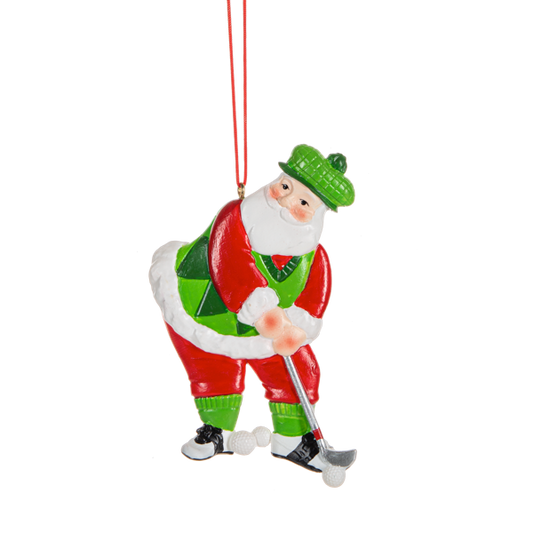 Golf Santa Ornament