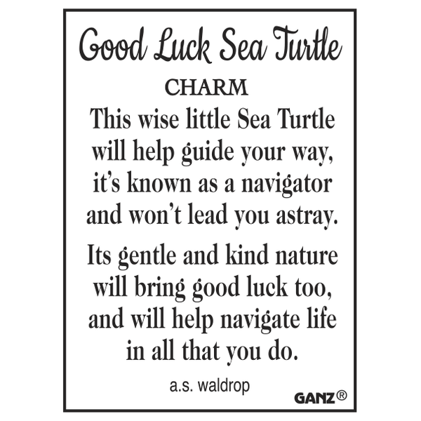 Good Luck Sea Turtle Charm with Sentiment Card-Assorted Colors, sold separately