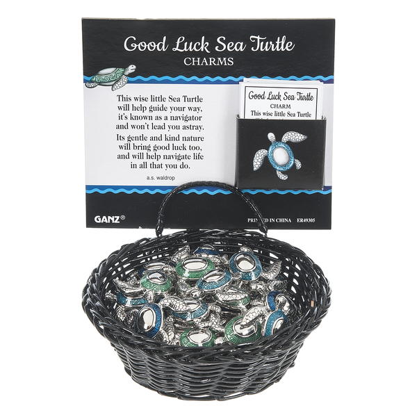 Good Luck Sea Turtle Charm with Sentiment Card-Assorted Colors, sold separately