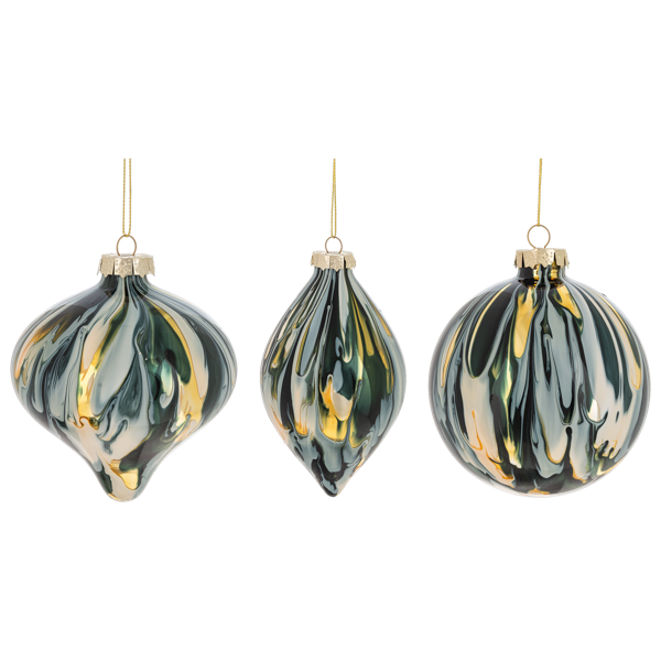 Green Marbleized Holiday Ornament-Assorted, each sold separately