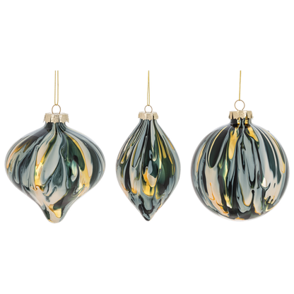 Green Marbleized Holiday Ornament-Assorted, each sold separately