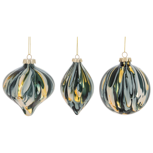 Green Marbleized Holiday Ornament-Assorted, each sold separately