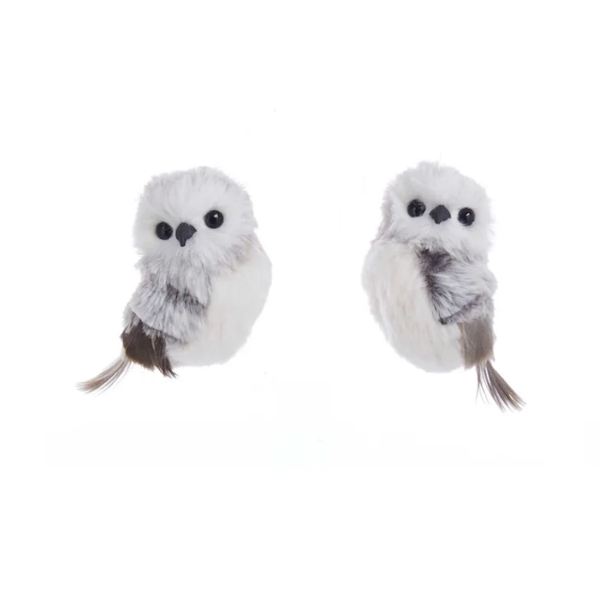 Grey and White Owl Ornament-Assorted left and right, sold seperately