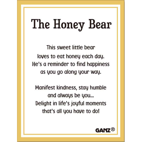 Grizzly Bear and Bee "The Honey Bear" Charm, with Insert Card