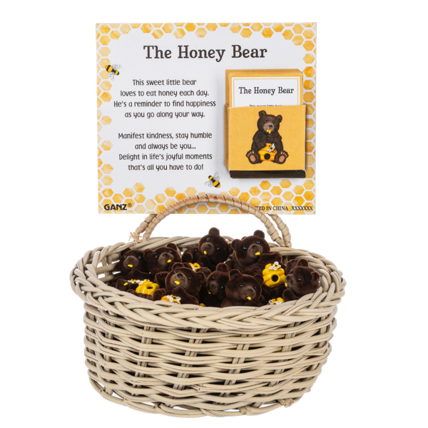 Grizzly Bear and Bee "The Honey Bear" Charm, with Insert Card