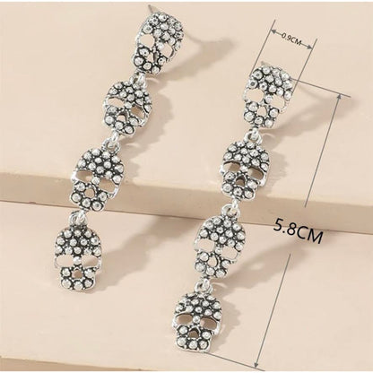 Skull Pendant Long Earrings