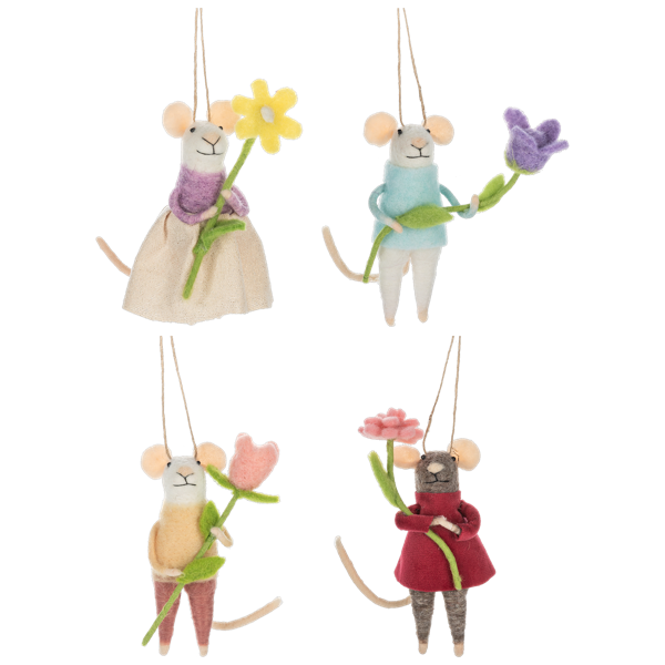 Handcrafted Garden Mouse Ornament-Assorted, each sold seperately