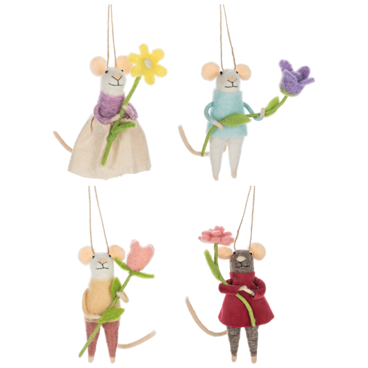 Handcrafted Garden Mouse Ornament-Assorted, each sold seperately