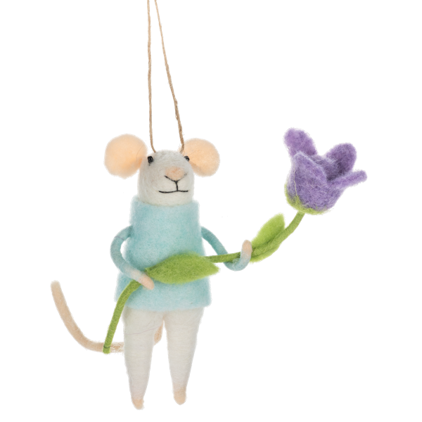 Handcrafted Garden Mouse Ornament-Assorted, each sold seperately