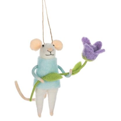 Handcrafted Garden Mouse Ornament-Assorted, each sold seperately