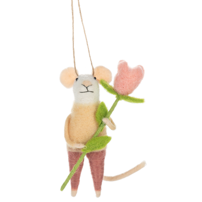 Handcrafted Garden Mouse Ornament-Assorted, each sold seperately
