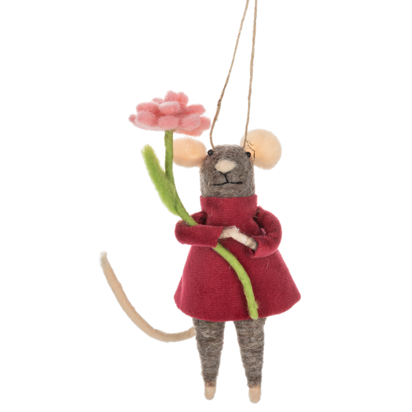 Handcrafted Garden Mouse Ornament-Assorted, each sold seperately