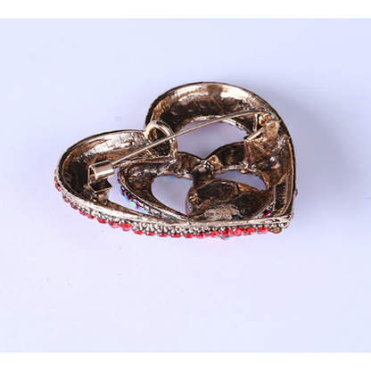 Heart Rhinestone Brooch Pin