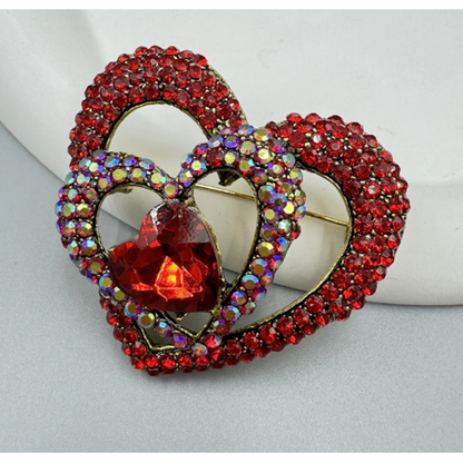 Heart Rhinestone Brooch Pin