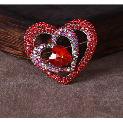 Heart Rhinestone Brooch Pin