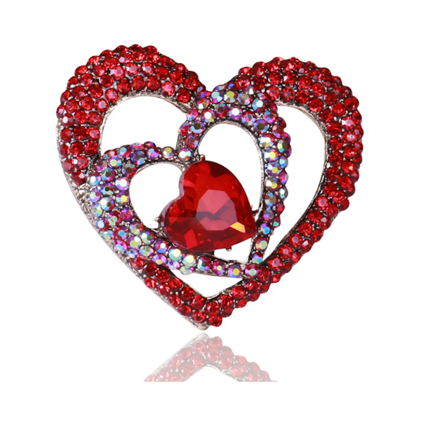 Heart Rhinestone Brooch Pin