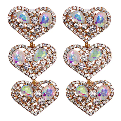Heart Chain Rhinestone Earrings
